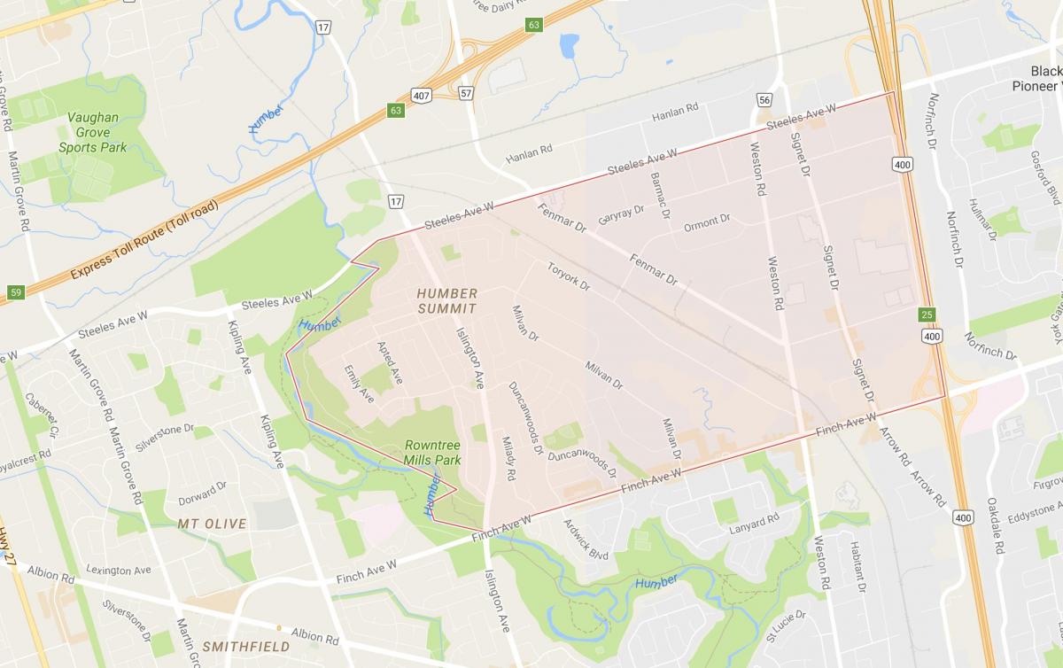 Карта Хамбер саміту районі Торонто