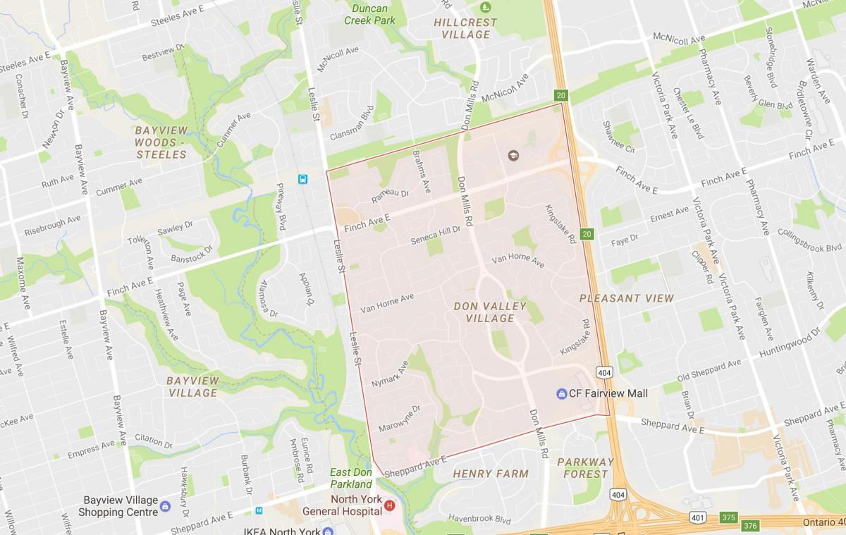 Карта Дона-Веллі-Віллідж районі Торонто
