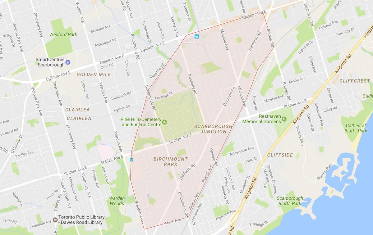Карта Скарборо Джанкшн районі Торонто