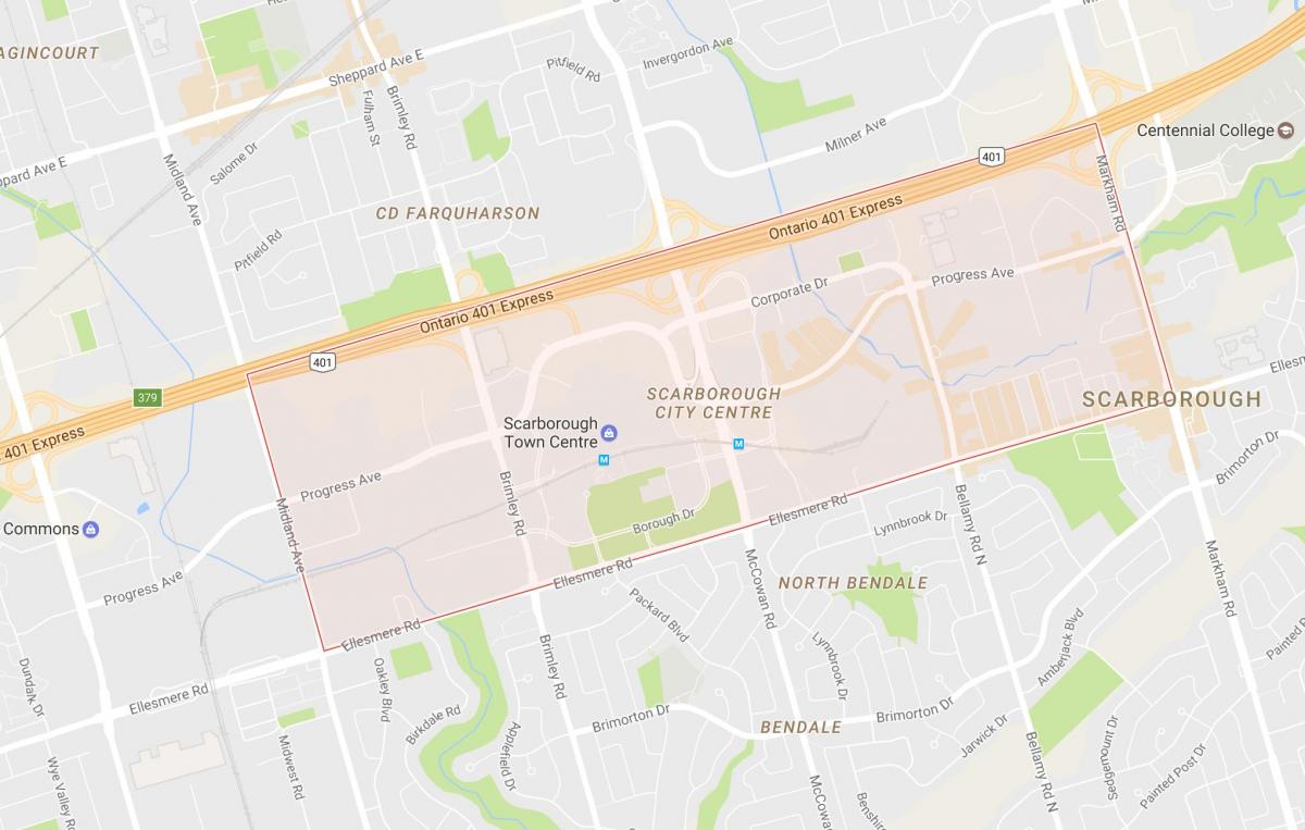 Карта Скарборо центру міста районі Торонто