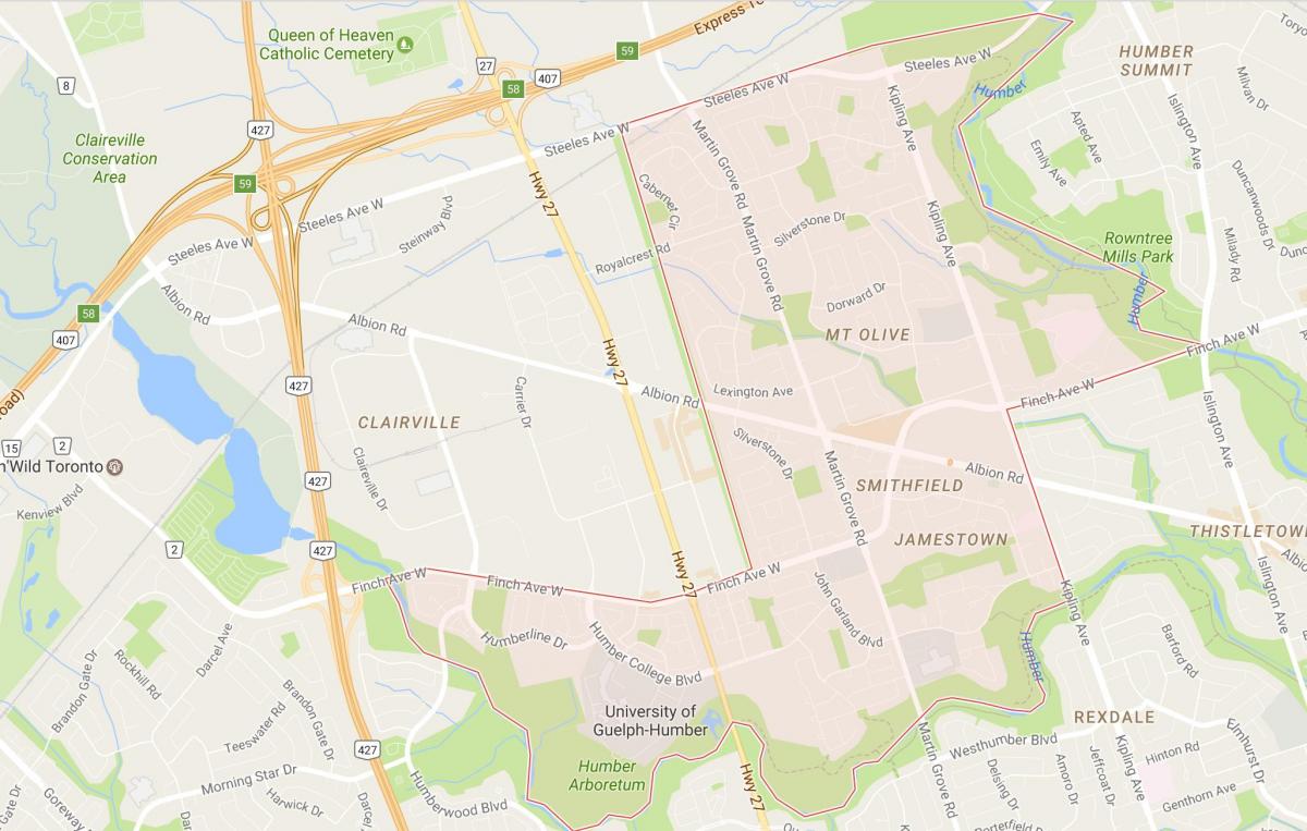 Карта Смітфілд районі районі Торонто