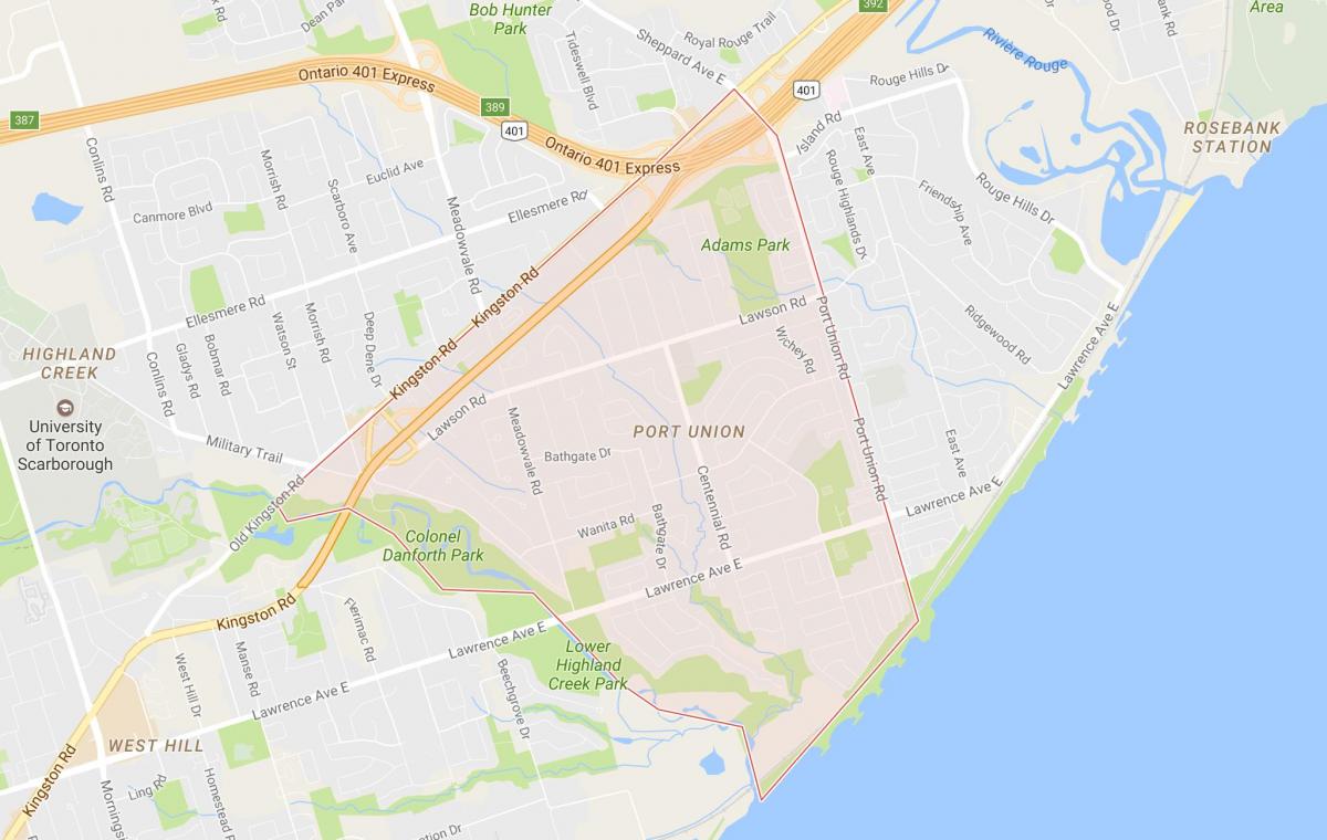 Карта порт Союзом районі Торонто