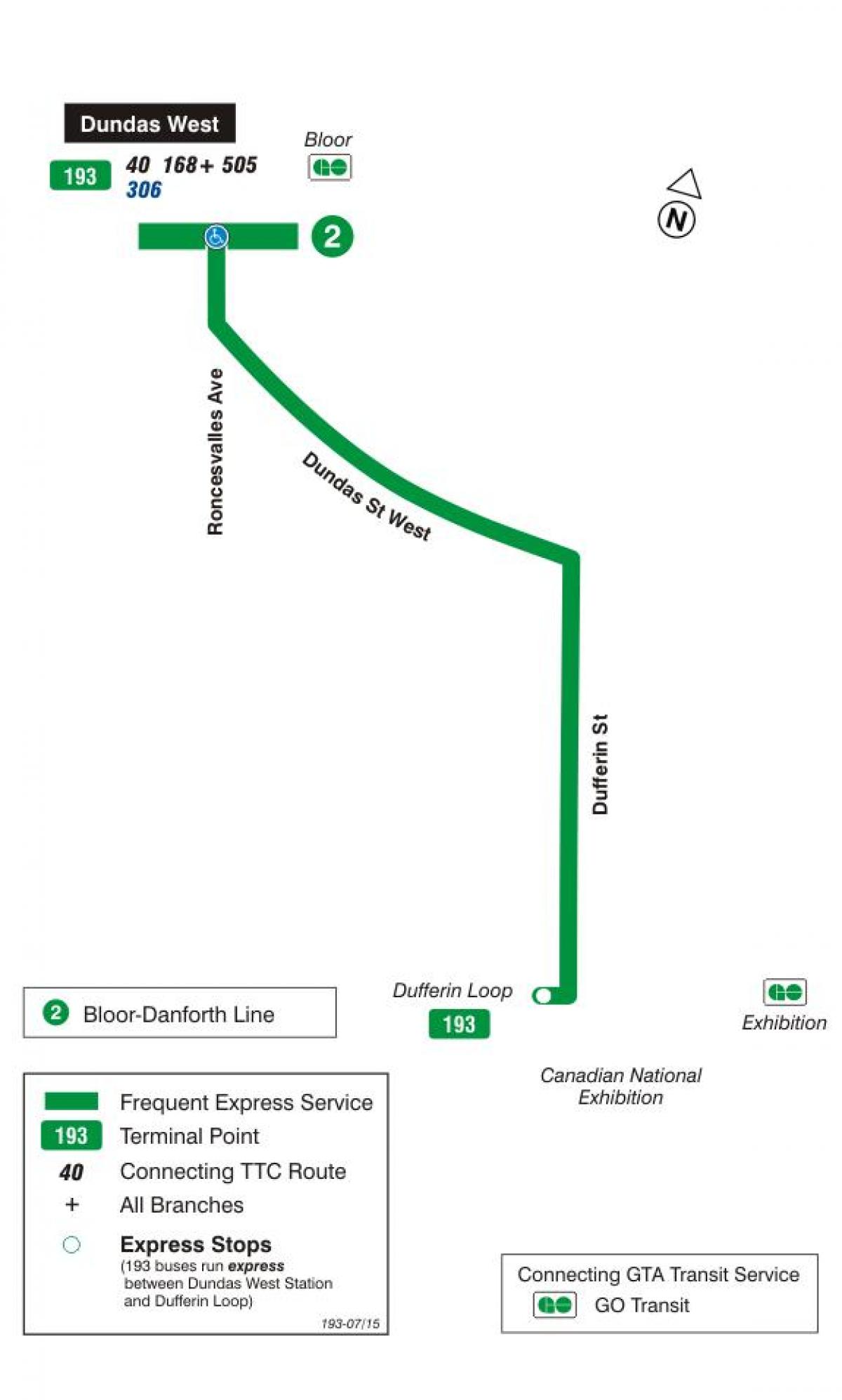Карта ТТК 193 виставка ракети автобусного маршруту Торонто