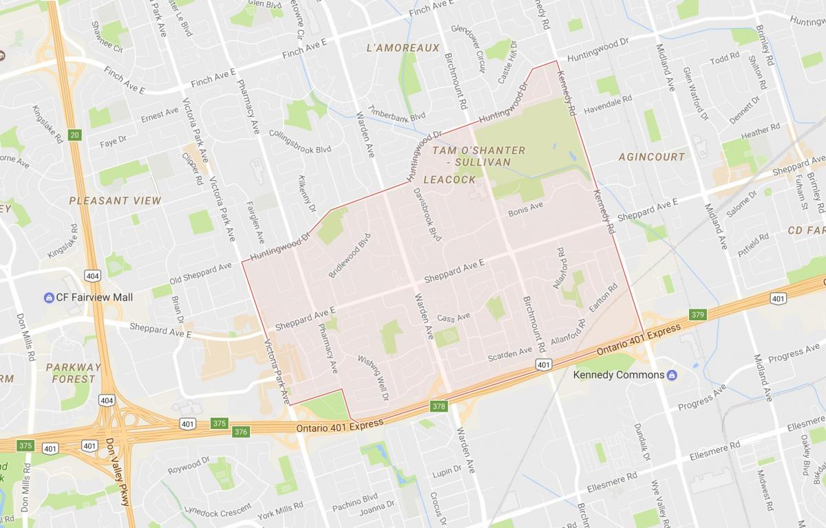Карта Тем О Шентер – сусідству Салліван Торонто