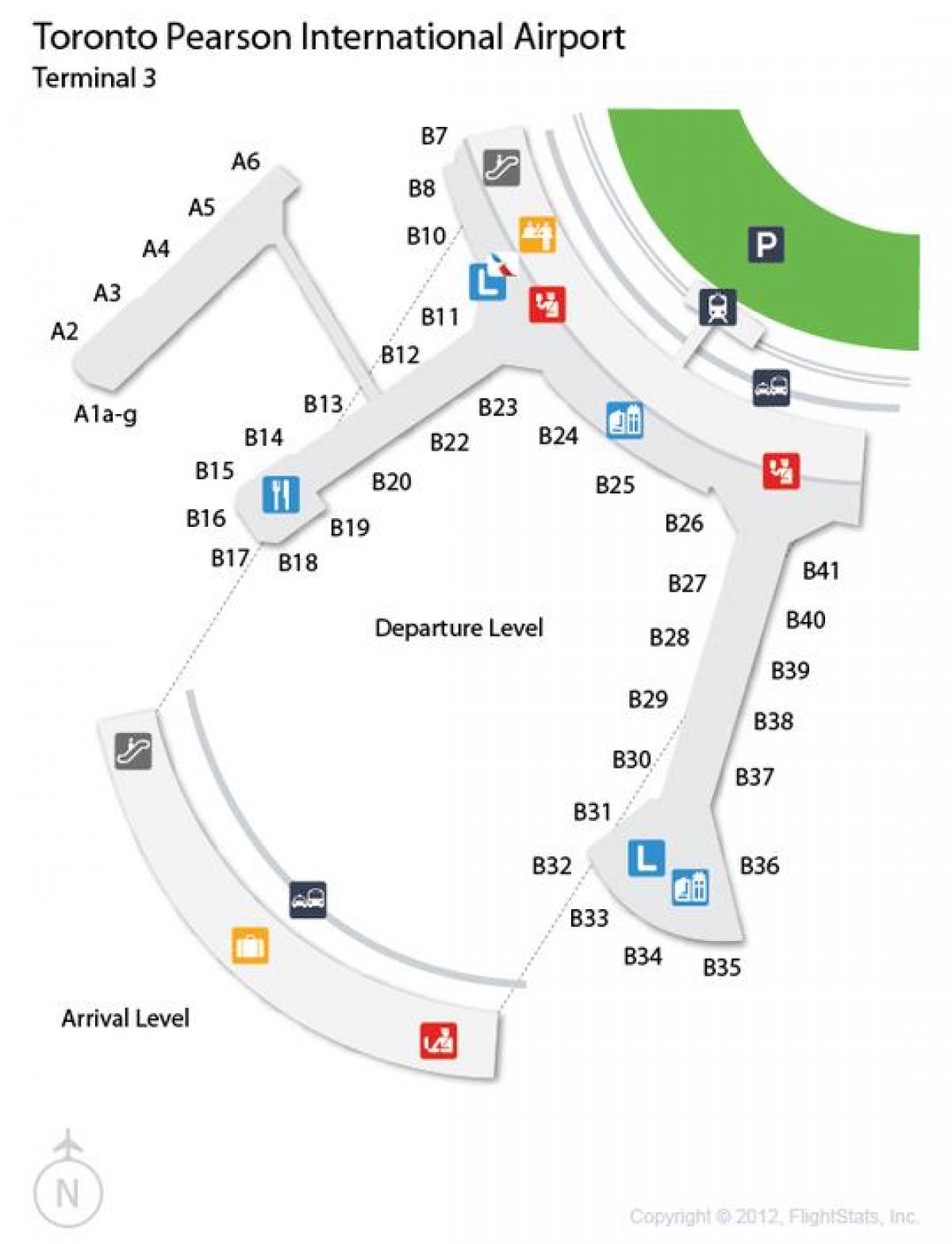 Карта Торонто Пірсон термінал аеропорту прильотів, 3