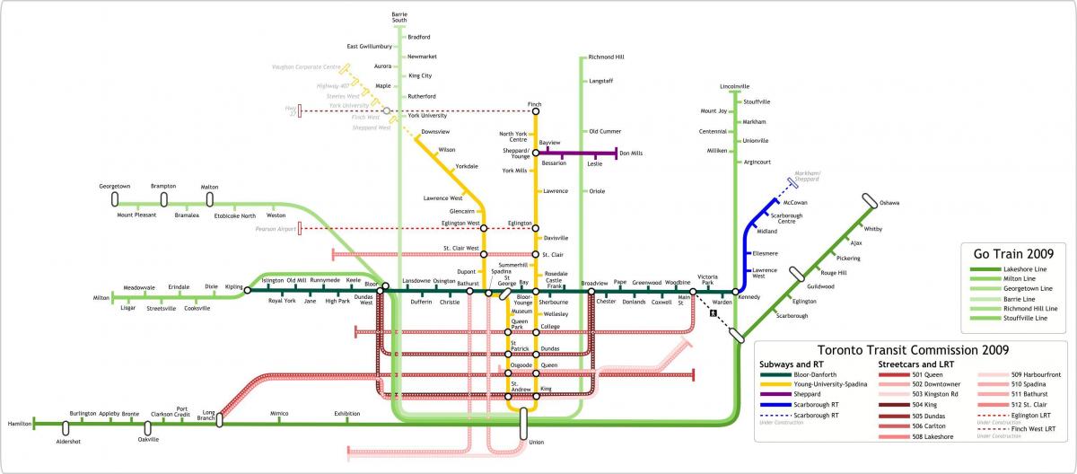 Карта Торонто йдуть поїзда