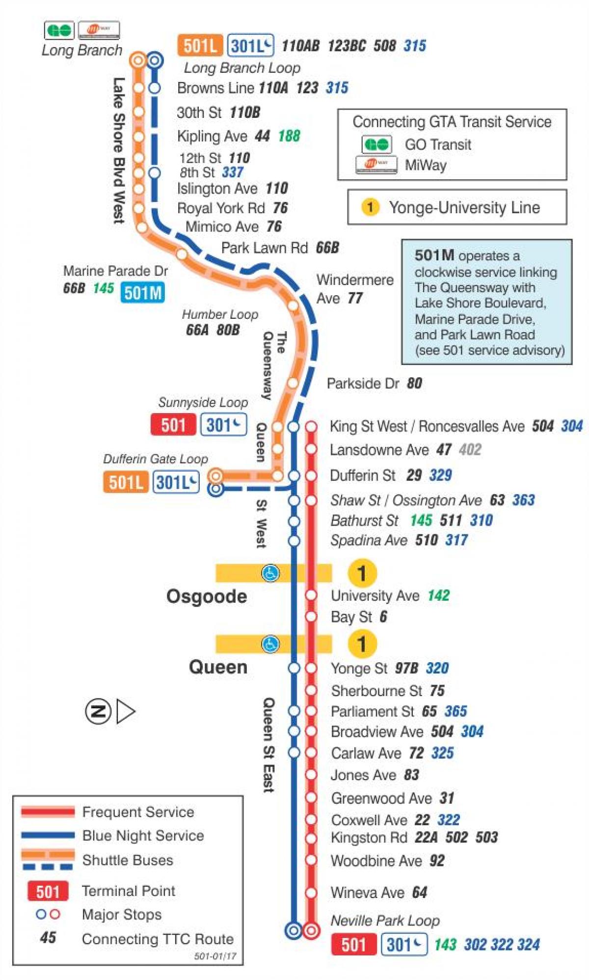 Карта трамвайну лінію 501 Королева