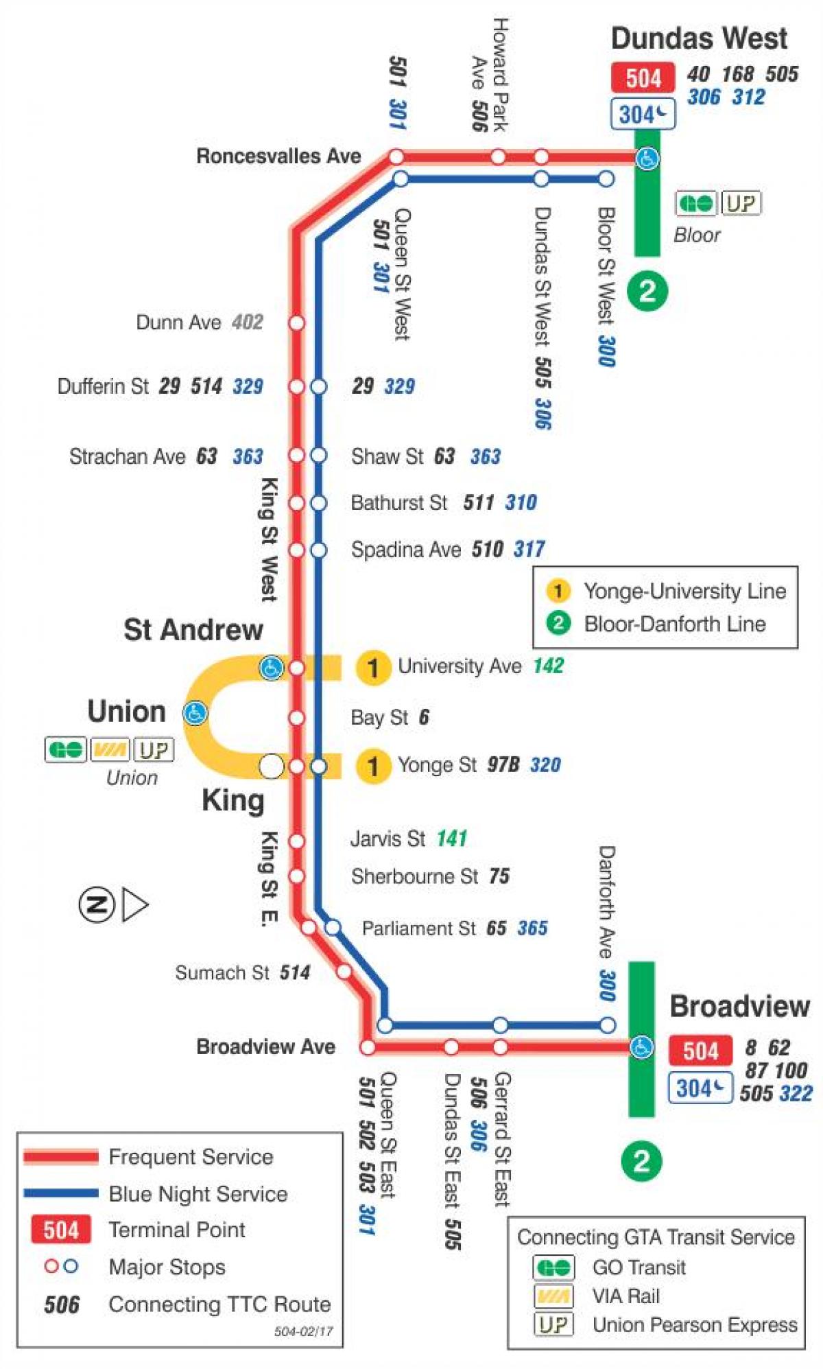 Карта трамвайну лінію 504 короля