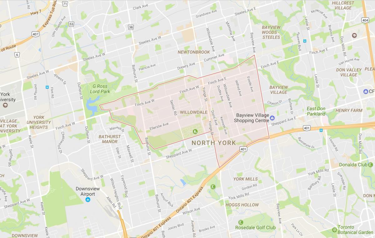Карта Уиллоудейл районі Торонто