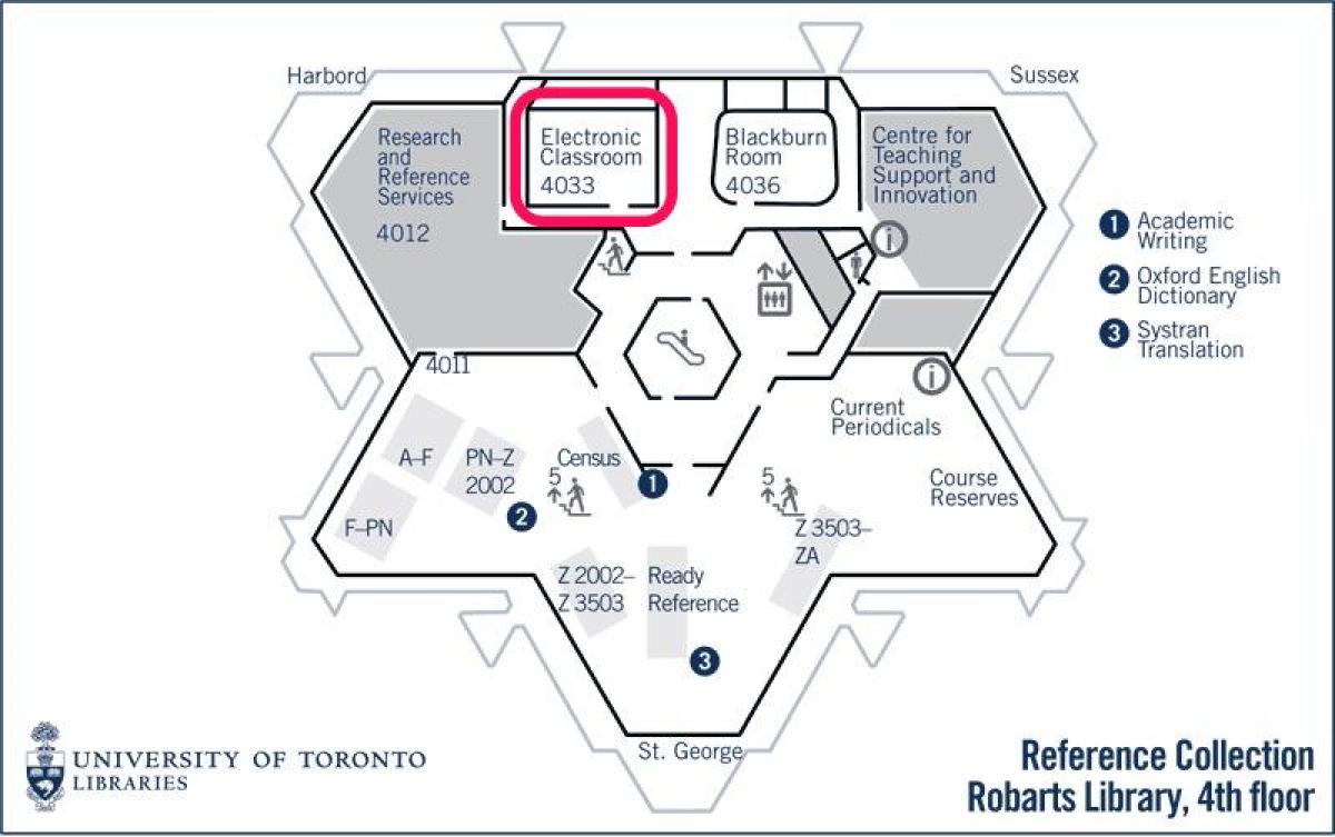 Карта університету Торонто Робартс бібліотека електронних класі