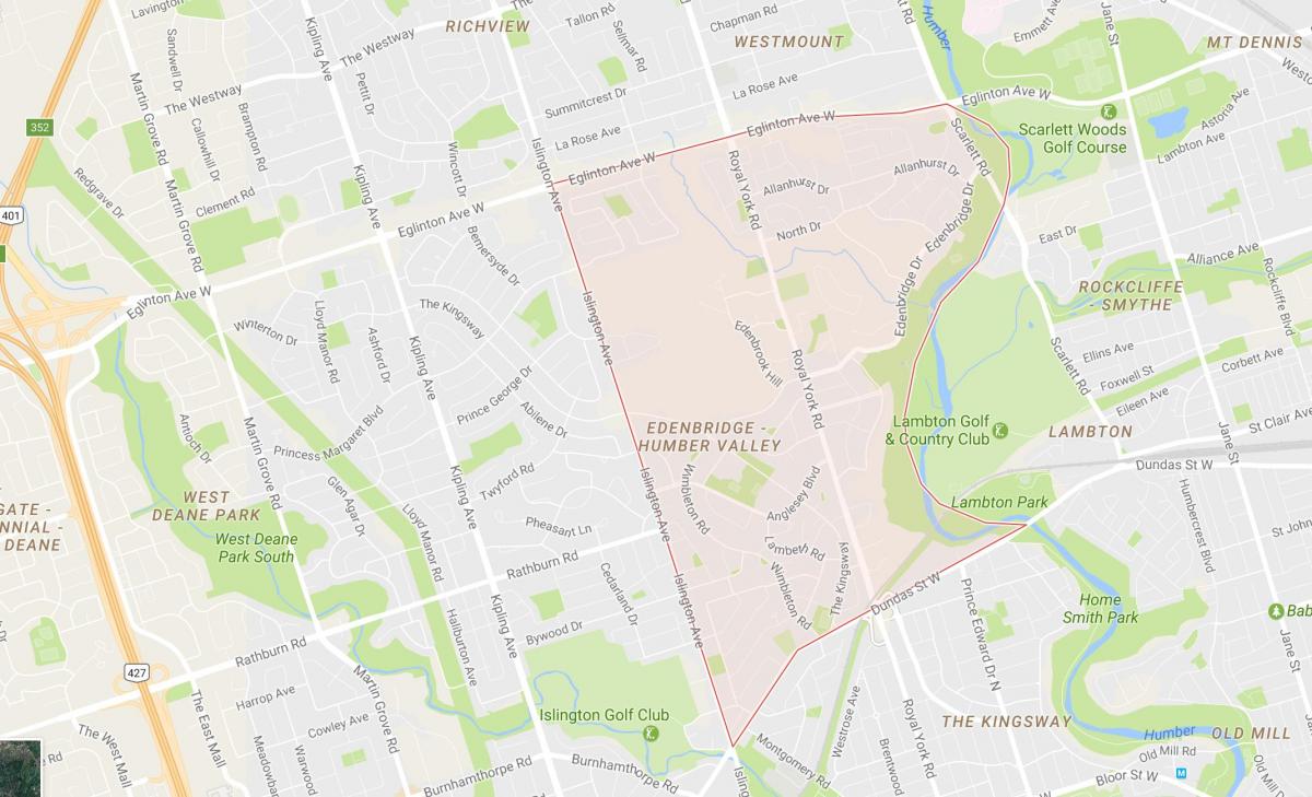 Карта Хамбер-Веллі-Віллідж районі Торонто