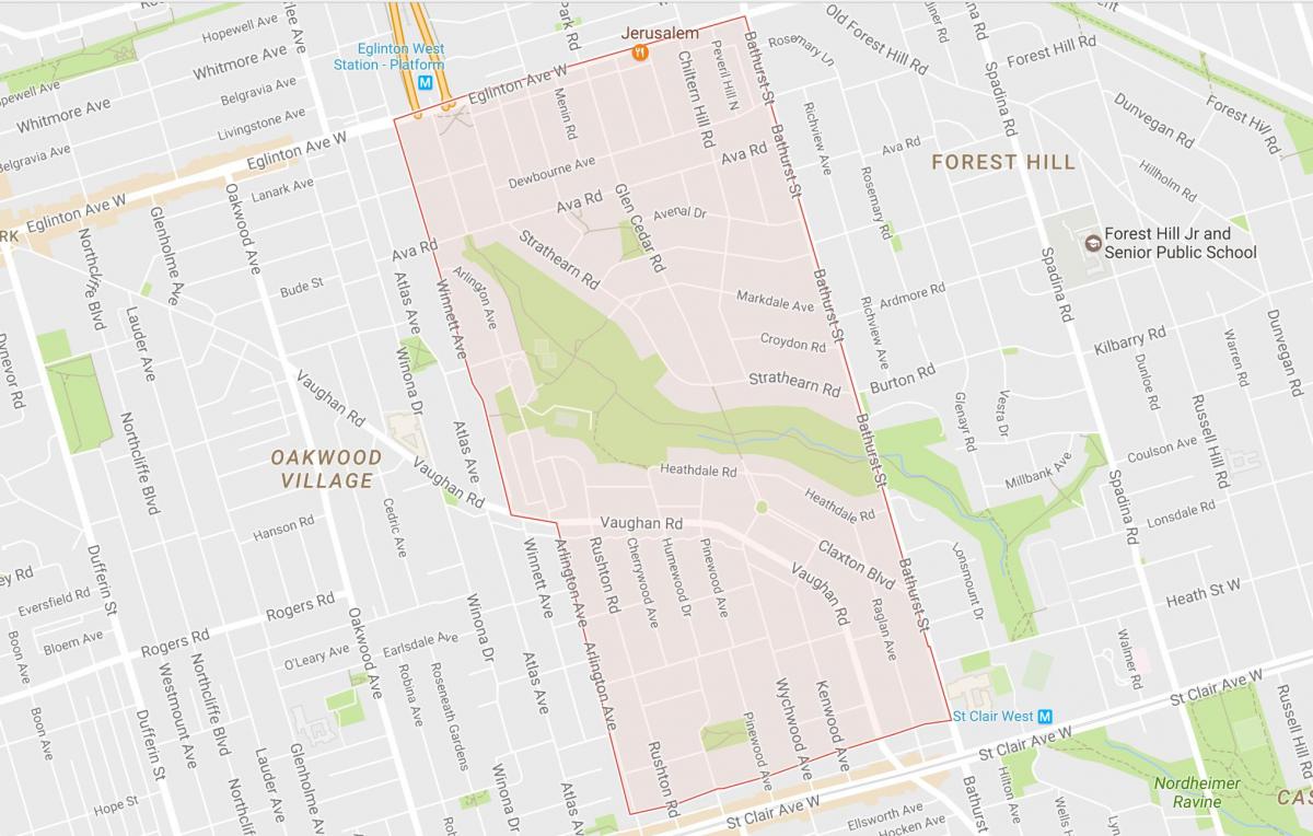Карта Хобі–Cedarvale районі Торонто