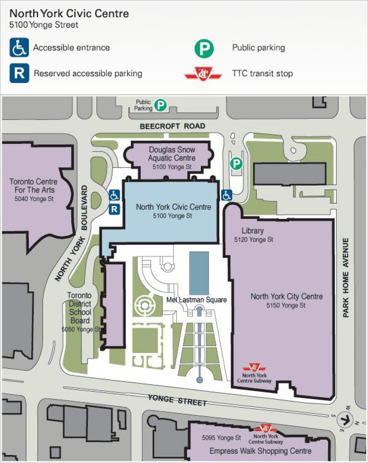 Карта Торонто Центр мистецтв парковка 