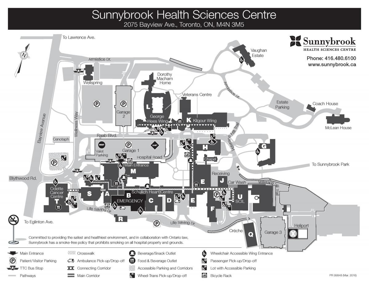 Карта центру наук про здоров'я Саннибрук - сайт shsc