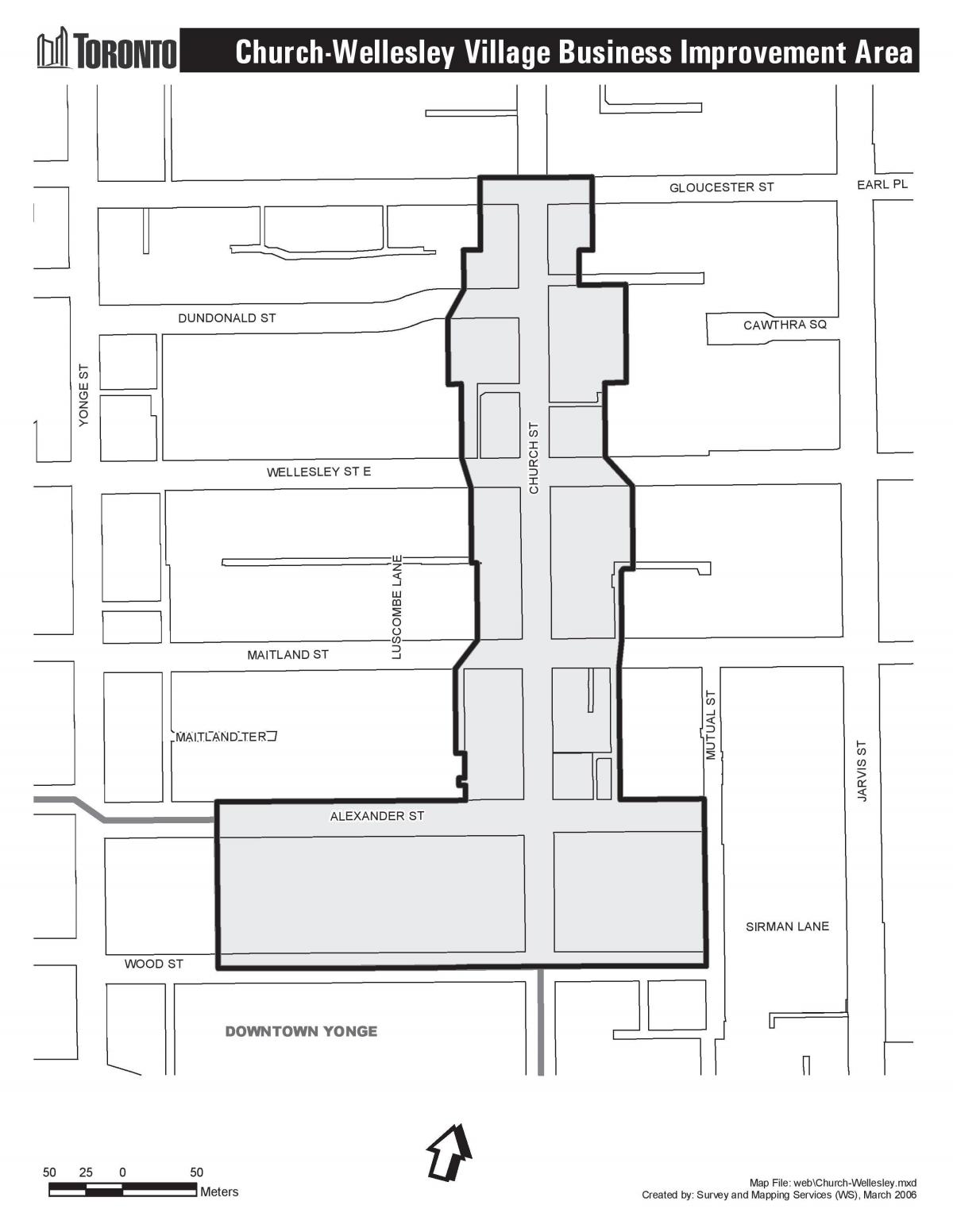 Карта Церква-Wellesley село вдосконалення бізнес-Торонто
