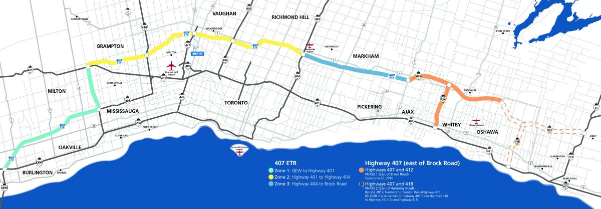 Карта Торонто шосе 407