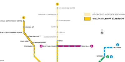 Карта Торонто розширення метро 