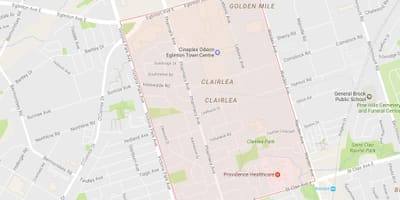 Карта Clairlea районі Торонто