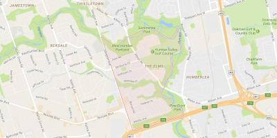 Карта околиць В'язами Торонто