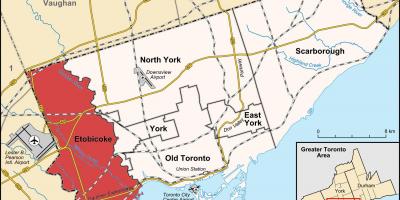 Карта району Торонто Этобико