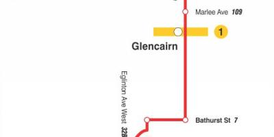 Карта ТТК 14 Гленкейн автобусного маршруту Торонто