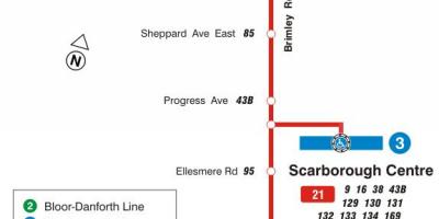 Карта ТТК 21 Брімлі автобусного маршруту Торонто