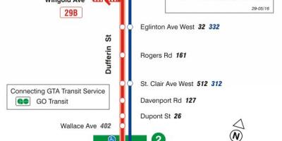 Карта ТТК 29 Дафферин автобусного маршруту Торонто