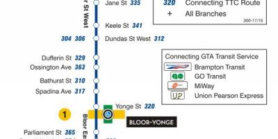 Карта ТТК 300А Блур-Данфорт автобусного маршруту Торонто