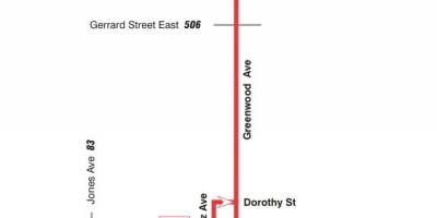 Карта ТТК 31 Грінвуд автобусного маршруту Торонто