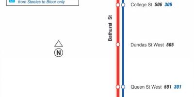 Карта трамвайну лінію 511 Батерст